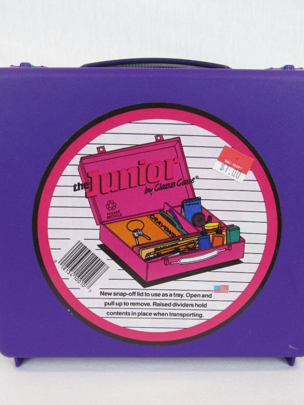 The Junior By Class Case Pencil School Supplies Box Vintage USA 1987 Green Blue